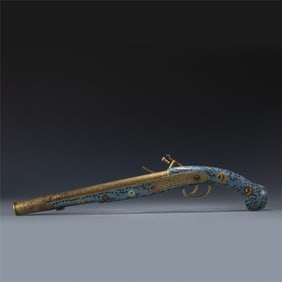 QING KANGXI GILT BRONZE CLOISONNE FOREIGN GUNS
