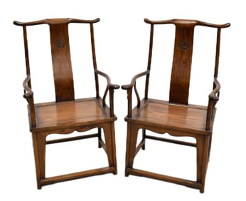 PAIR OF HUANGHUALI OFFICER HAT ARMCHAIRS
