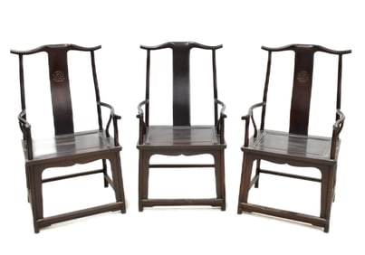 SET OF 3 ZITAN OFFICER HAT ARMCHAIRS