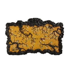 STONES INLAID WALL SCREEN OF MAGPIE & PRUNUS