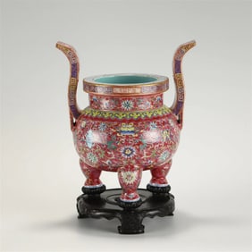 QING QIANLONG FAMILLE ROSE INCENSE BURNER