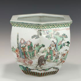 QING KANGXI WUCAI HEXAGONAL FISH POND