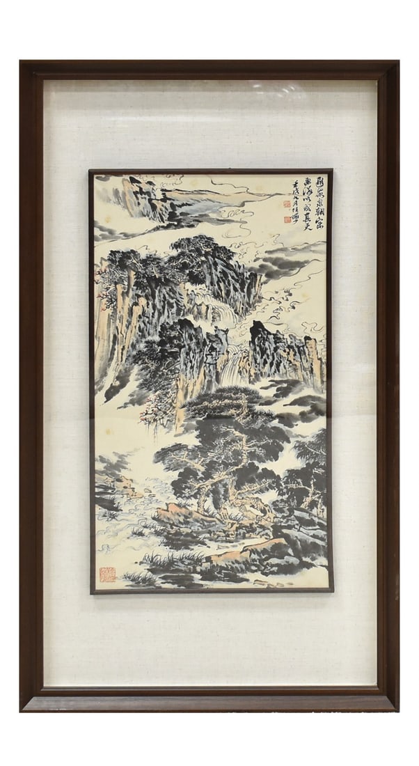 1982 LU YANSHAO 陸儼少 FRAMED LANDSCAPE PAINTINGS (1 of 5)