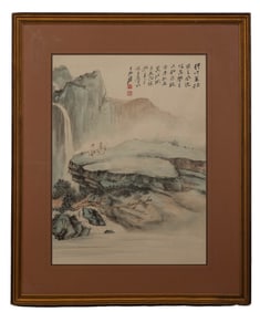 1931 ZHANG DAQIAN 張大千 FRAMED LANDSCAPE PAINTING
