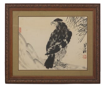 QI BAISHI 齐白石 FRAMED EAGLE PAINTING