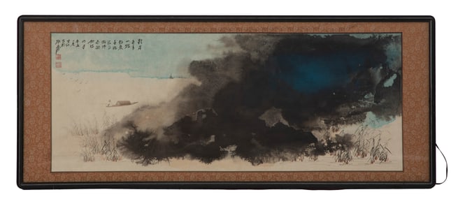 1961 ZHANG DAQIAN 張大千 FRAMED SPLASHED COLORS PAINTING