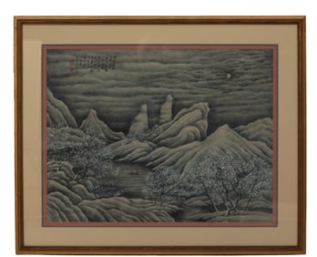 1947 TAO LENGYUE 陶冷月 FRAMED WATERSIDE PAINTING