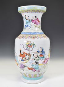 CHINESE FAMILLE ROSE HUNDRED BOYS VASE