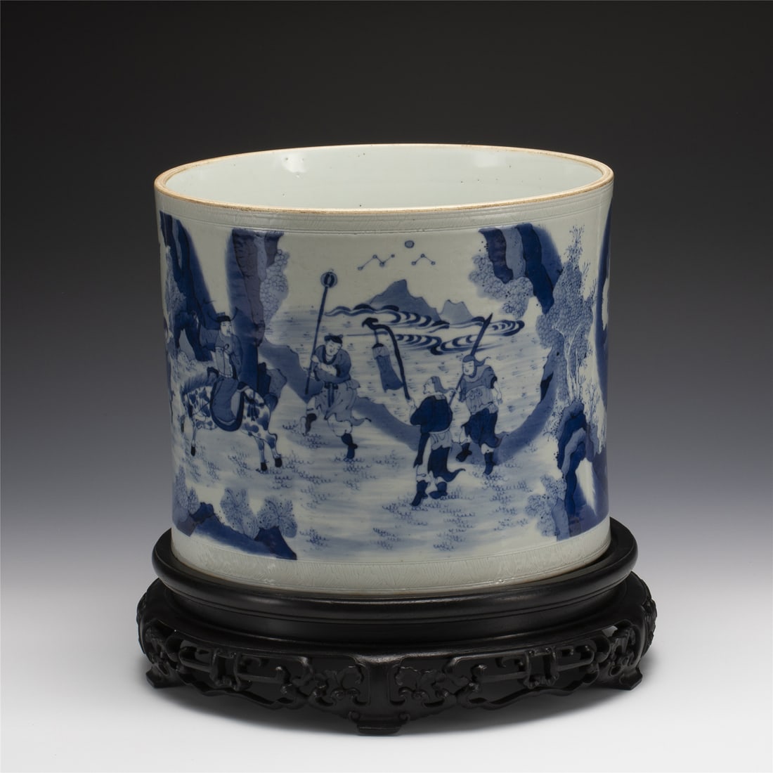 QING LARGE BRUSH POT ON STAND (1 of 8)