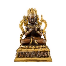 MING GILT BRONZE BUDDHA OF SEATED ARYA MANJUSHRI