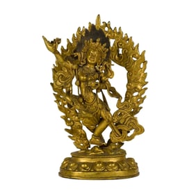 MING GILT BRONZE DANCING BUDDHA