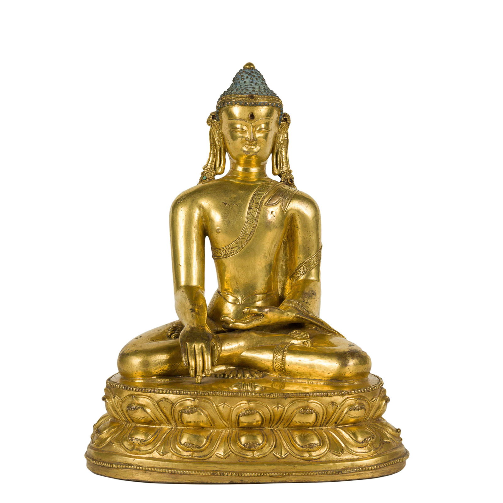 QING GILT BRONZE SEATED SAKHYAMUNI BUDDHA (1 of 4)