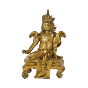 QING GILT BRONZE BUDDHA, KING SONGTSEN GAMPO