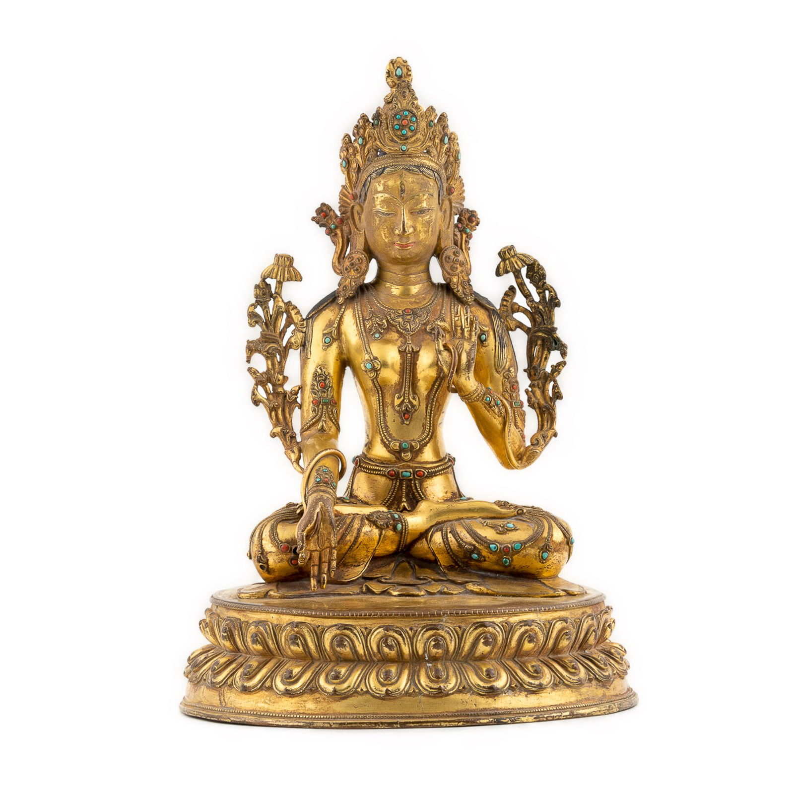 LARGE QING GILT BRONZE INLAID BUDDHA TARA (1 of 7)