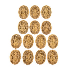 14 PIECE CHINESE QING GILT BRONZE ORDER PLAQUE