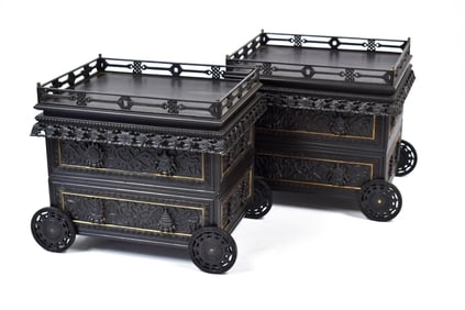 PAIR OF CHINESE ZITAN WEITUO INCENSE STANDS