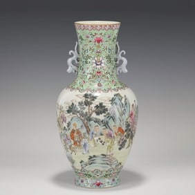 SUPERB CHINESE FAMILLE ROSE FIGURAL VASE