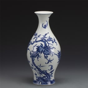 QING YONGZHENG BLUE & WHITE WILLOW VASE