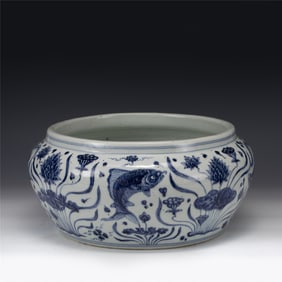 MING BLUE & WHITE WASH POT