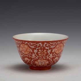 CHINESE JIAQING ALUM RED BOWL
