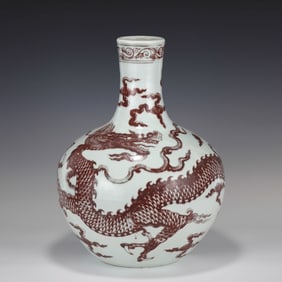 MING UNDERGLAZE RED DRAGON CELESTIAL VASE