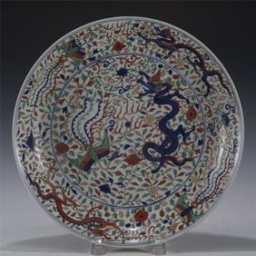 MING JIAJING WUCAI DRAGON PHOENIX PLATE