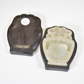 CELADON JADE INK SLAB IN WOODEN BOX