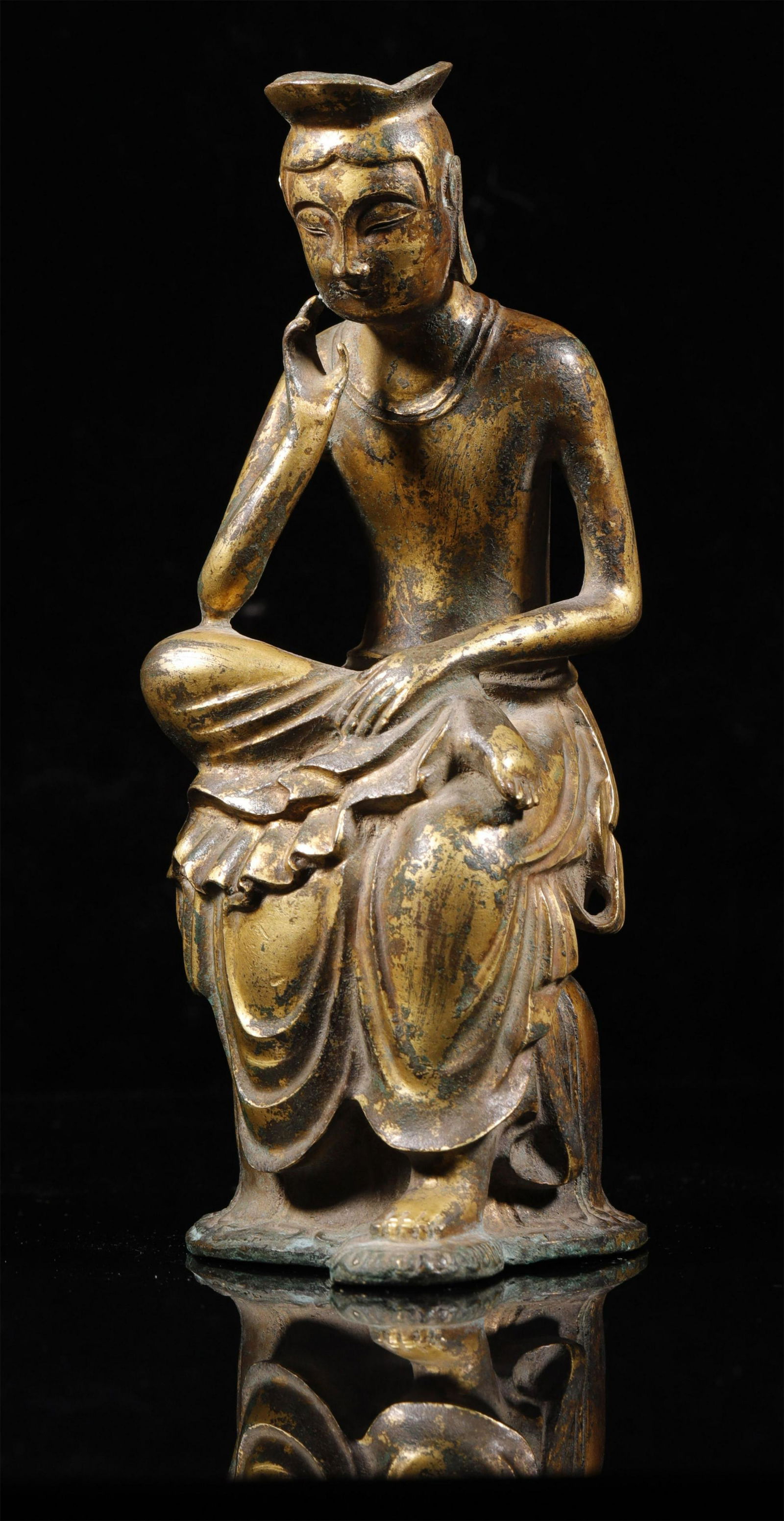 Northern Wei - Gilt Pondering Buddha Statue (1 of 8)