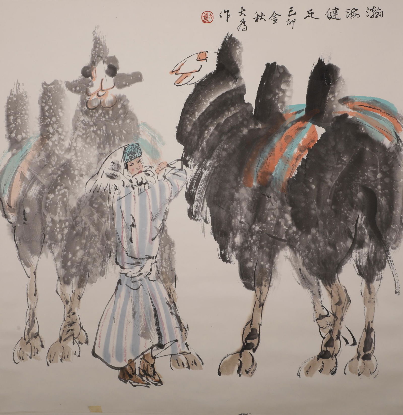 Liu Dawei - Painting of Camels: L: 27 1/8 in(69cm) W: 27 in(68.5cm)