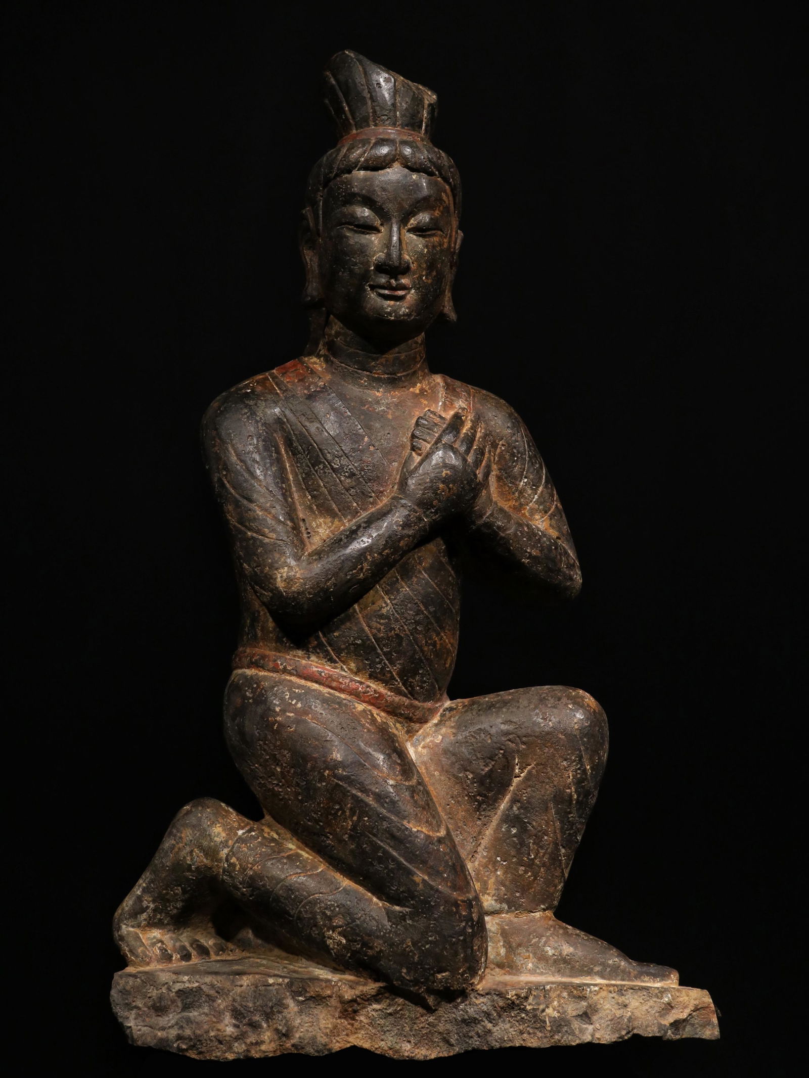 Northern Dynasties Qingshi Blue Stone Sitting Buddha (1 of 9)