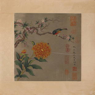 Wu Bing "Flowers And Birds": W:18 1/2in(47cm)H:18 8/9in(48cm)