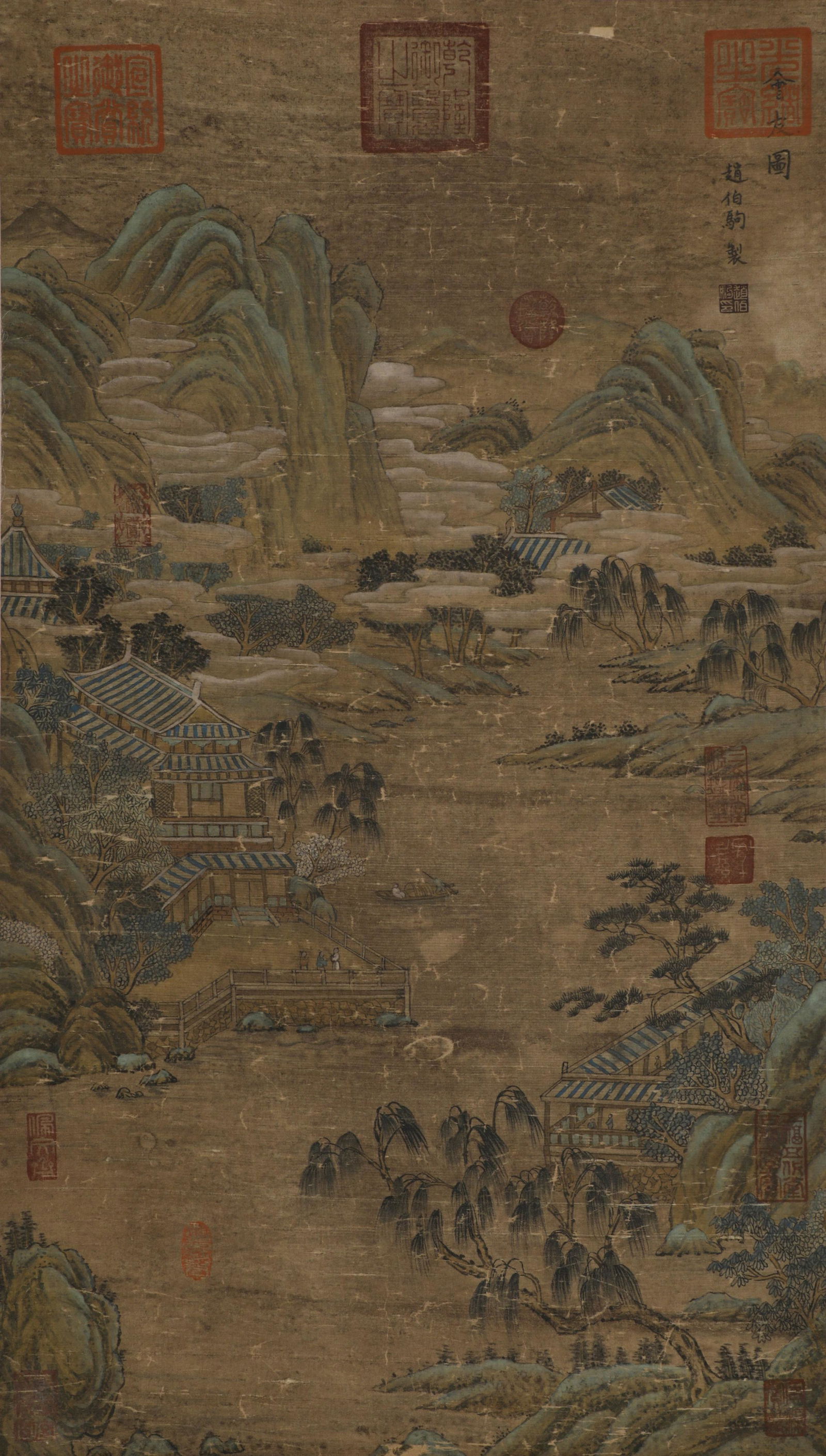 Zhao Boju's landscape and silk scroll in song Dynasty (1 of 6)