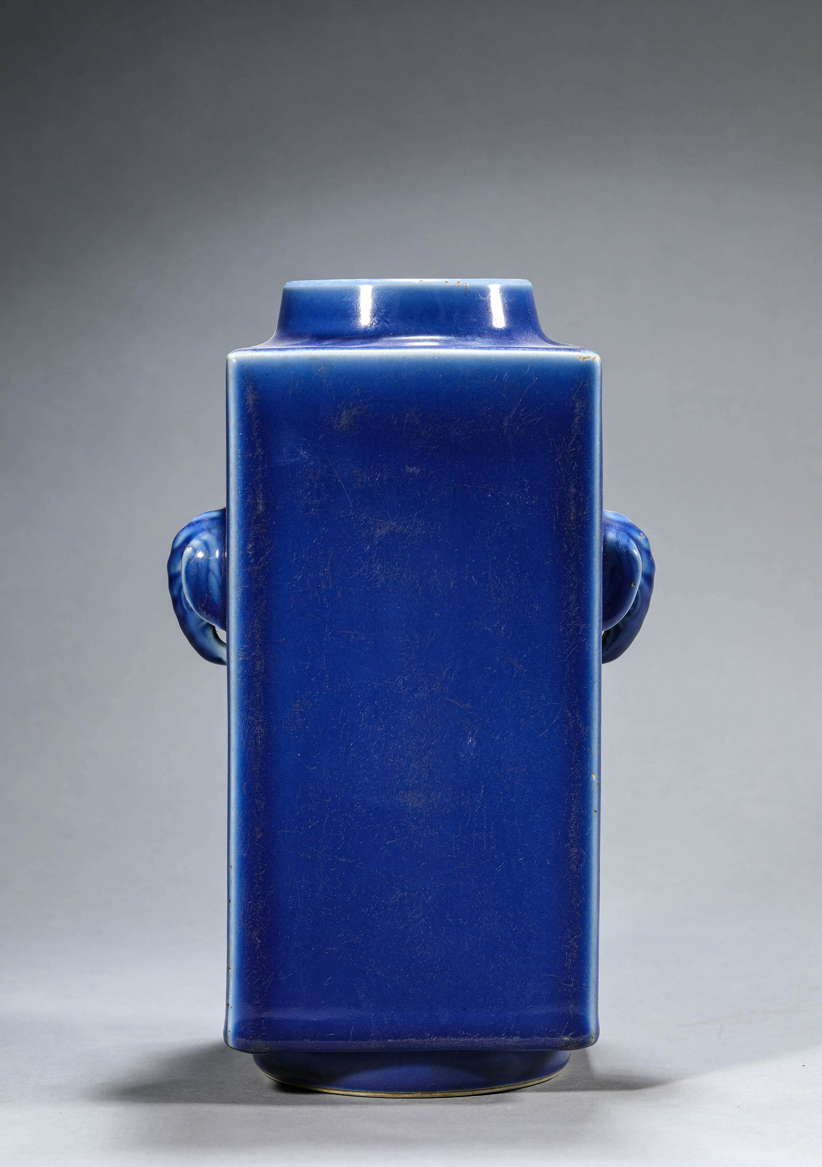 A Chinese Porcelain Blue-Glazed Elephant Cong Vase (1 of 8)