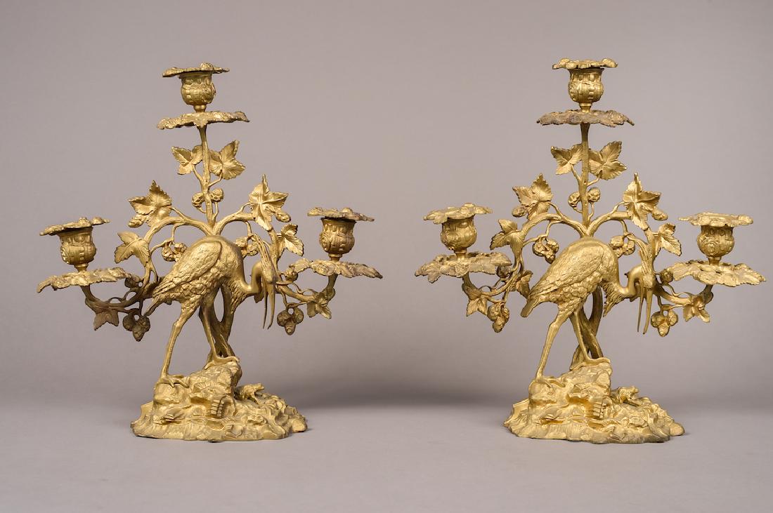 A Pair of Vintage French Gilt Brass/Bronze 3 light (1 of 5)