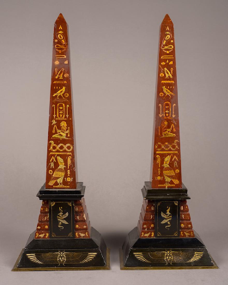 Pair of French Obelisks W/ Egyptian Motif (1 of 5)