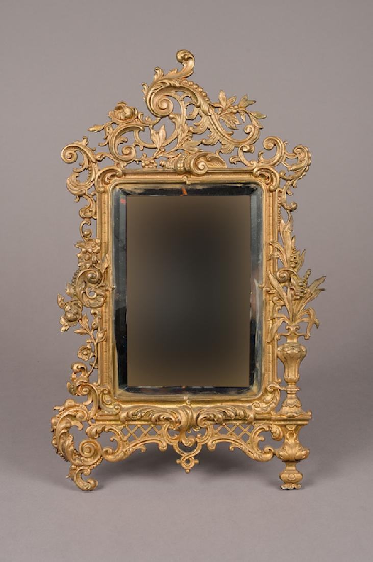 French Antique Rococo Style Table Mirror w/Stand (1 of 4)