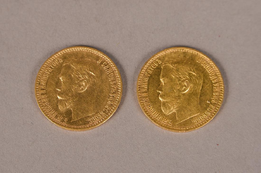 (2) Russian Five Rubel Gold Coins (1 of 2)