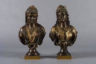 Pair of French Orientalist Busts Attr to Joseph Codier