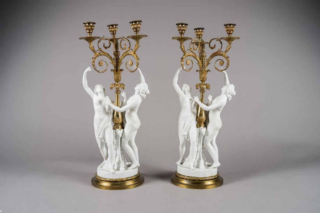 Pair of French Bisque Sevres Style Candelabras (1 of 6)