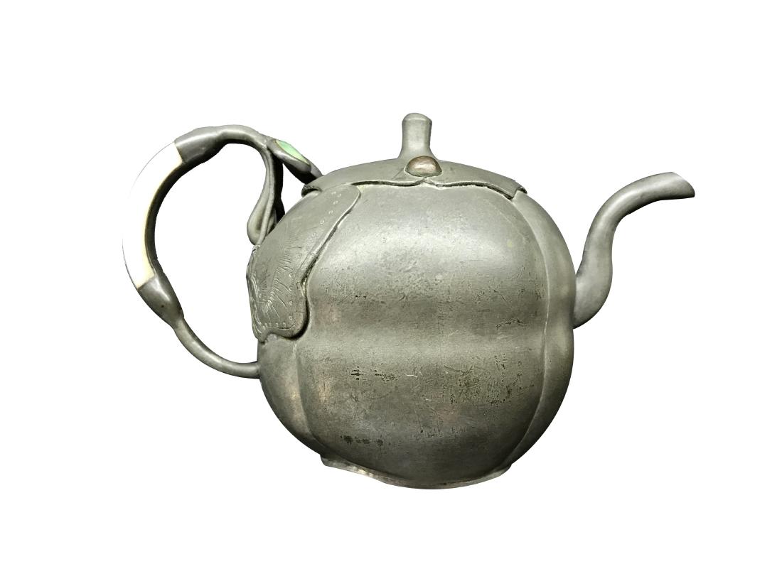 Chinese Pewter Tea Pot & Cover (1 of 5)