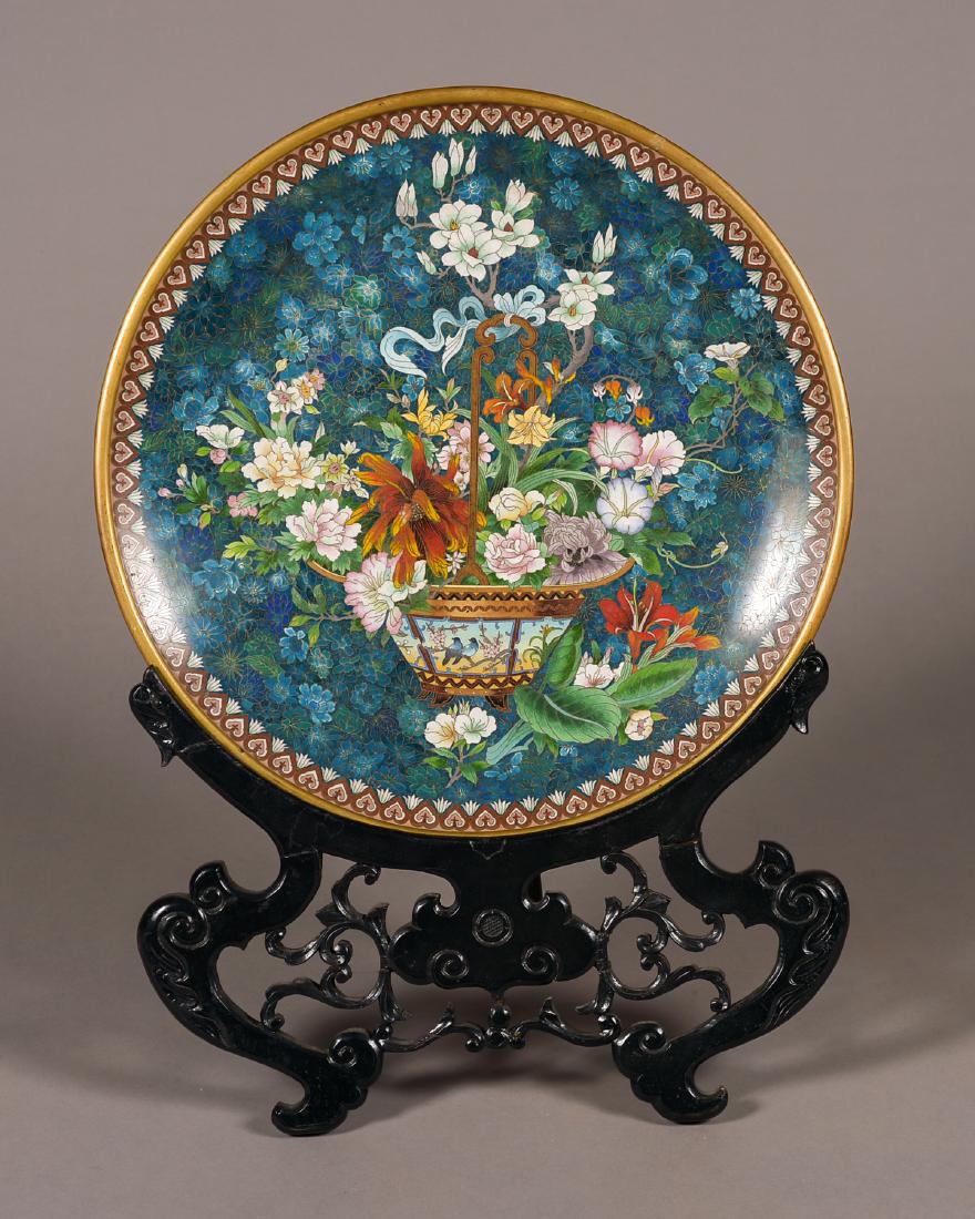 Large Chinese Cloisonne Enamel Charger (1 of 4)