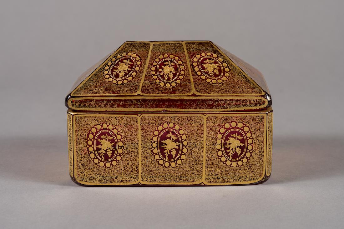 Bohemian Cranberry Red Gold Decorated Glass Box (1 of 8)