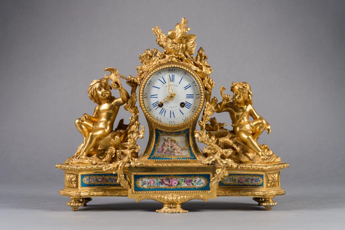 French Ormolu & Sevres Porcelain Mantel Clock (1 of 9)