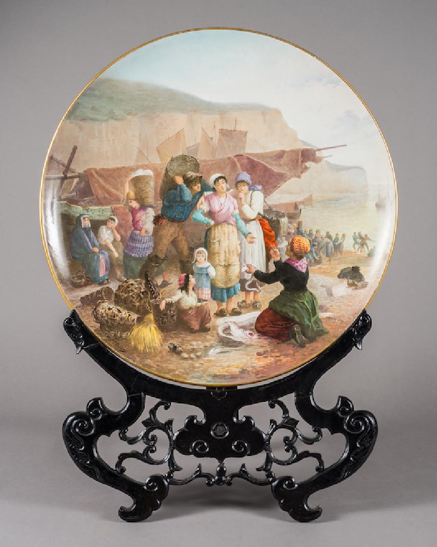 Large French Antique Hand Painted Ceramic Charger (1 of 10)