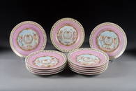 Twelve Sevres Painted & Jeweled Plates