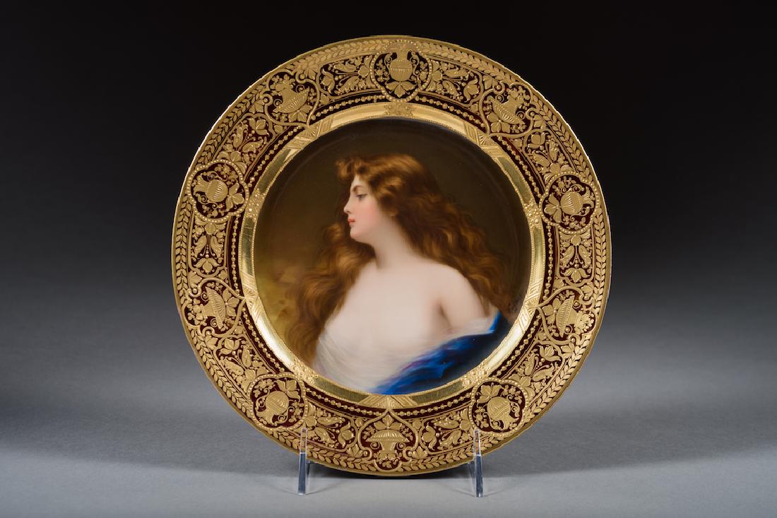 Royal Vienna Iridescent Portrait Plate Signed Wagner (1 of 4)