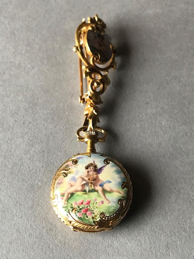 18K Gold & Enamel Swiss Pocket Watch (1 of 7)