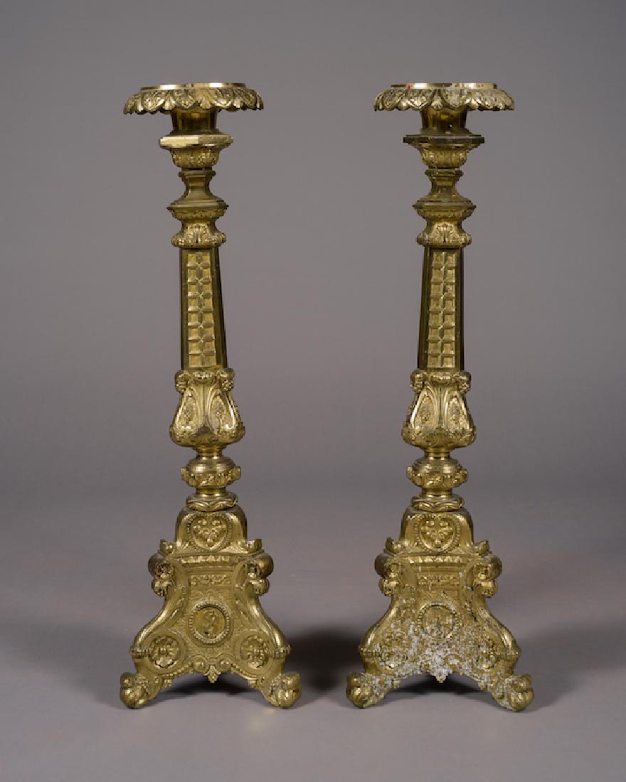 Large Pair Of Gilt Altar Candle Sticks (1 of 5)