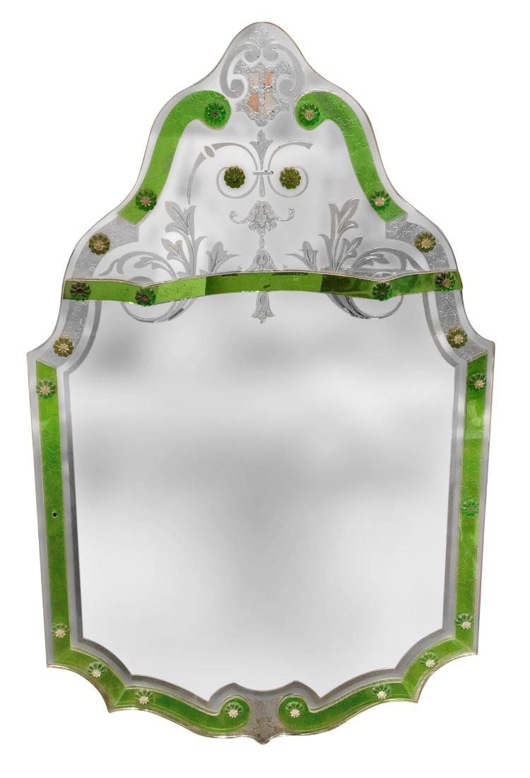 Italian Venetian Hall Mirror W/Green Accents (1 of 5)