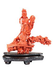 Chinese Carved Coral on Base